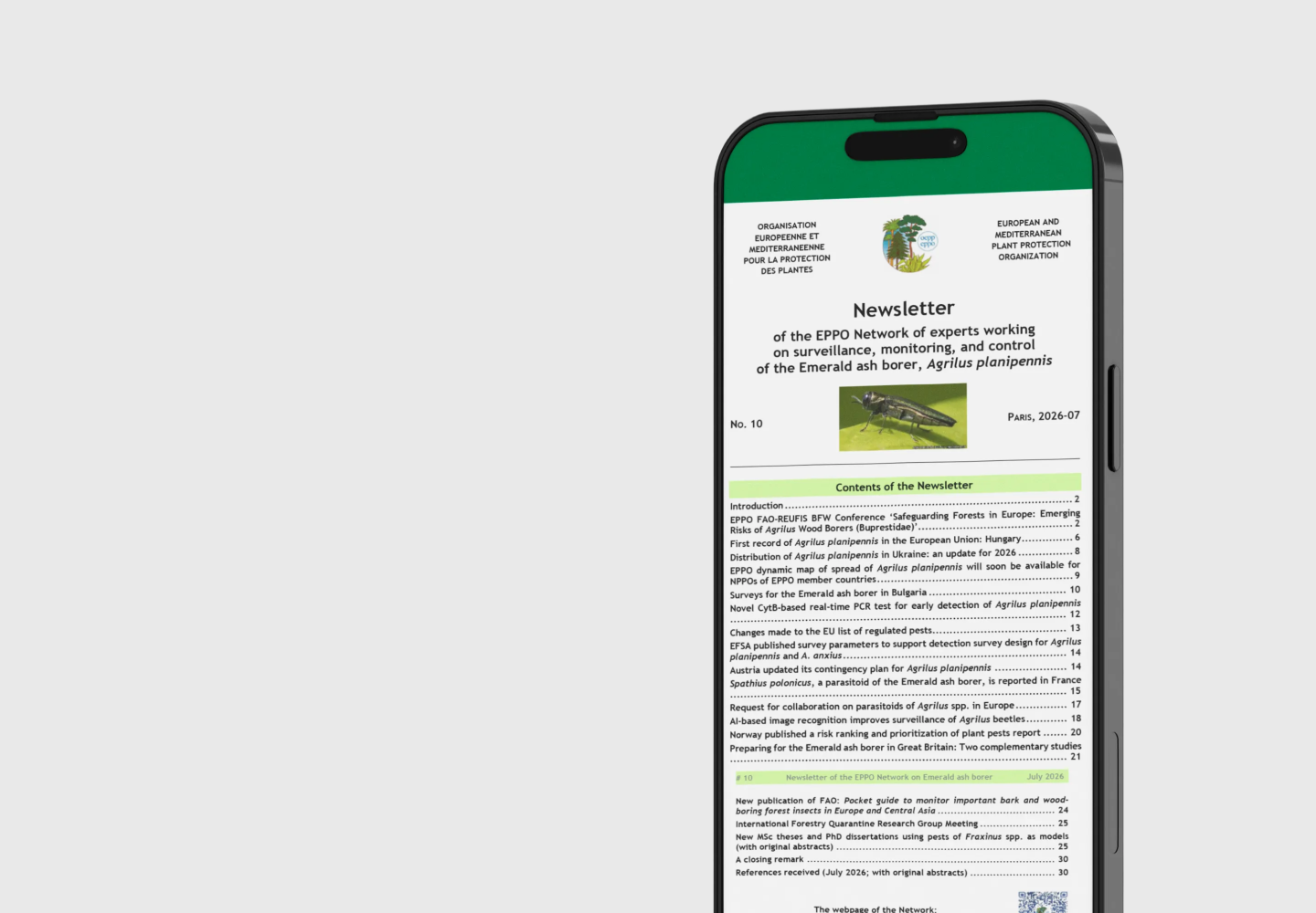 EPPO Emerald Ash Borer Network Newsletter #10 newsletter cover